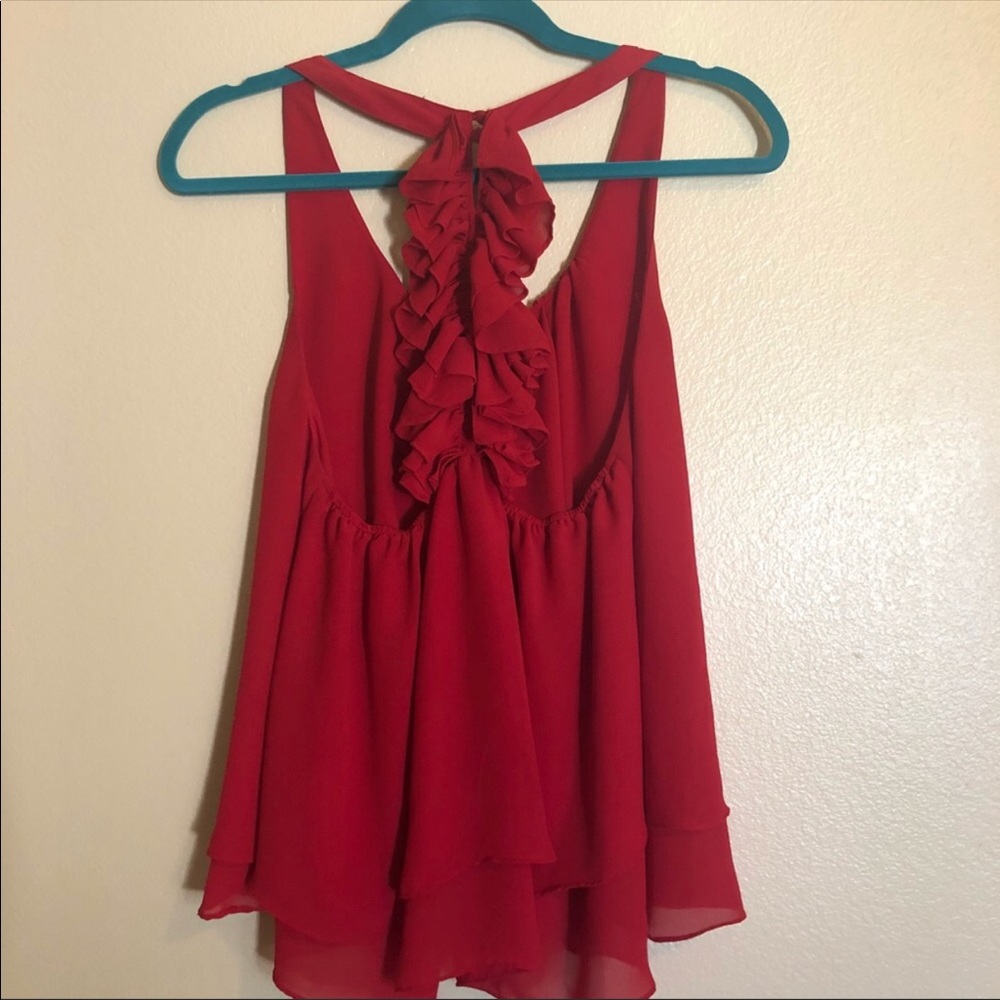 Naked Zebra red ruffle tank